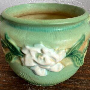 Green and Brown Antique Roseville Planter